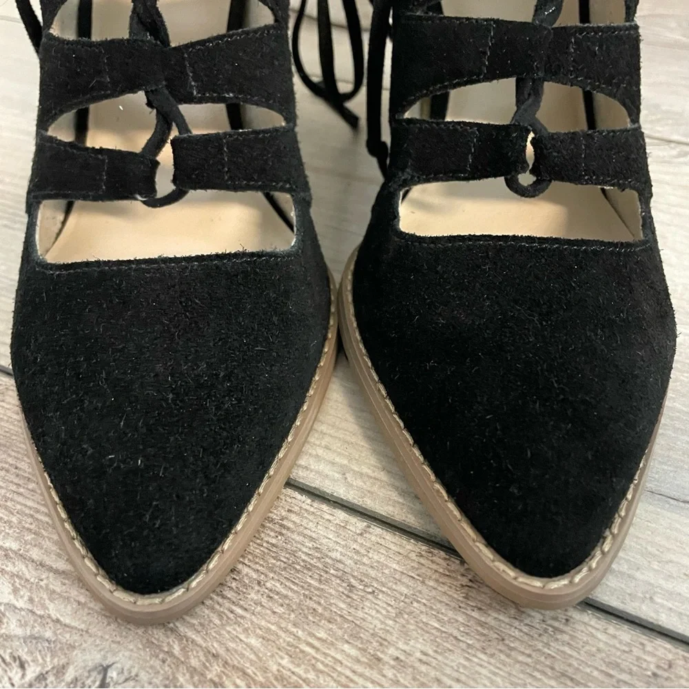 Seychelles x Anthropologie‎ Leather Women’s 8.5 Black Lace Up Witchy Diva Chic